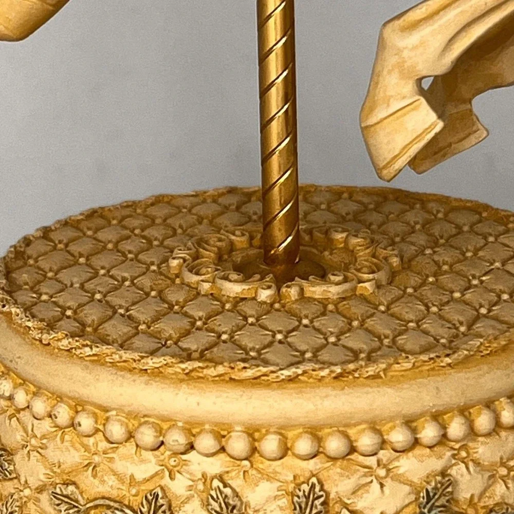 Vintage Carousel Horse Music Box WORKING Carousel Waltz Floral Gold Tone